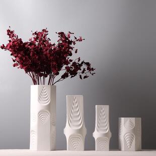 北欧简约创意陶瓷花瓶样板房哑光白色插花摆件客厅水培鲜花装饰品