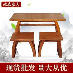 实木国学桌毛笔字双人私塾培训桌子中式茶艺仿古幼儿园蒲团书法桌