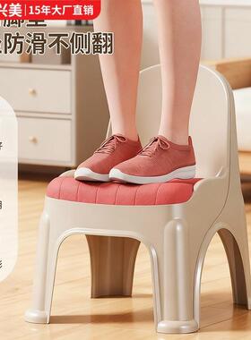 儿童塑料凳家凳子加厚防滑矮凳宝ILJ宝吃饭椅用板靠背小椅子可叠