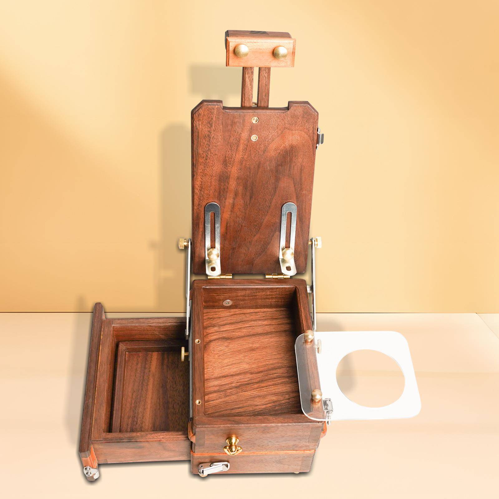 绘岳术黑胡桃箱多功能水彩外画美户写生迷你KYM专用画架便携式画