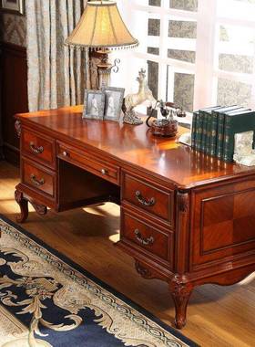 式美书桌欧实木书桌电37632脑桌家用办公桌书具房家复古大写字台1式.5