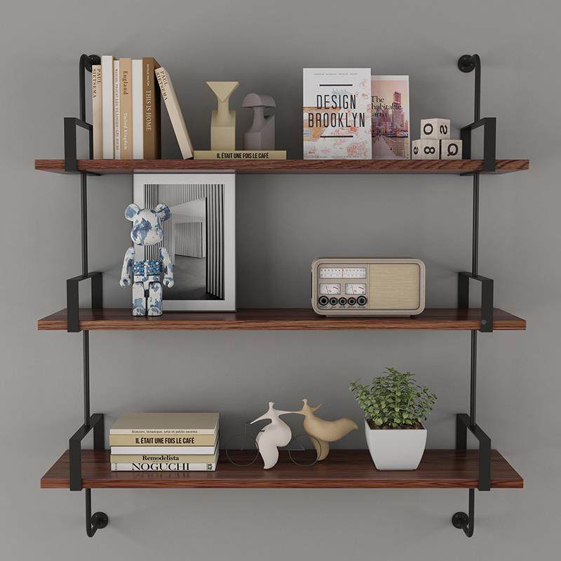 铁式复古17206墙上置物架重力强艺一字隔板承工美业风理发简约壁挂书架