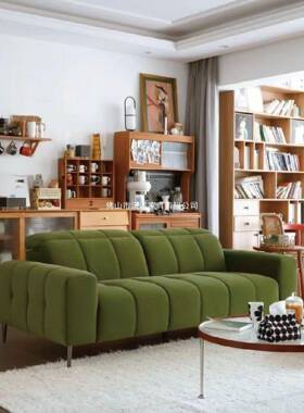 法复古小户型客厅约现沙发网红代式简三人钢琴键绿色直排BCT布艺