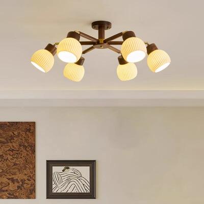 新中式吊灯卧客厅吸顶灯中风现代大古气65015黑胡桃木复古室轻奢餐厅灯