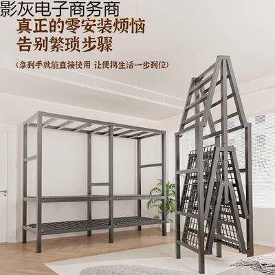 简易折式门衣柜出租房卧易室家用简卧室全开钢架叠收HJR纳免安装