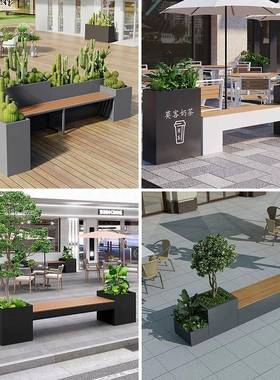 户外不锈钢坐凳花椅箱商场花池室外座组艺合铁THQ种植槽隔断架花