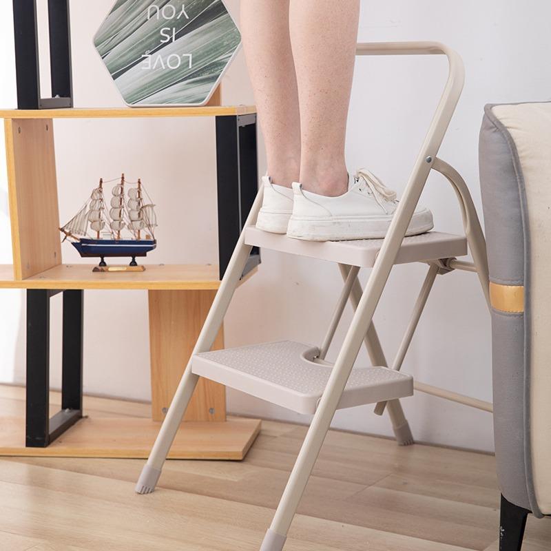 家HAM用折子叠梯简约加伸梯花架置物多缩功能梯椅子3步加宽厚踏板