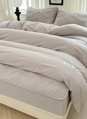 纯棉高夹棉床笠四ONW件套加厚全棉水棉四季通用被套棉洗床单床垫