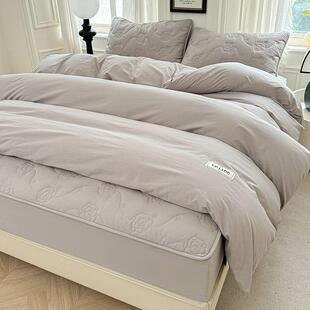 纯棉高夹棉床笠四ONW件套加厚全棉水棉四季通用被套棉洗床单床垫