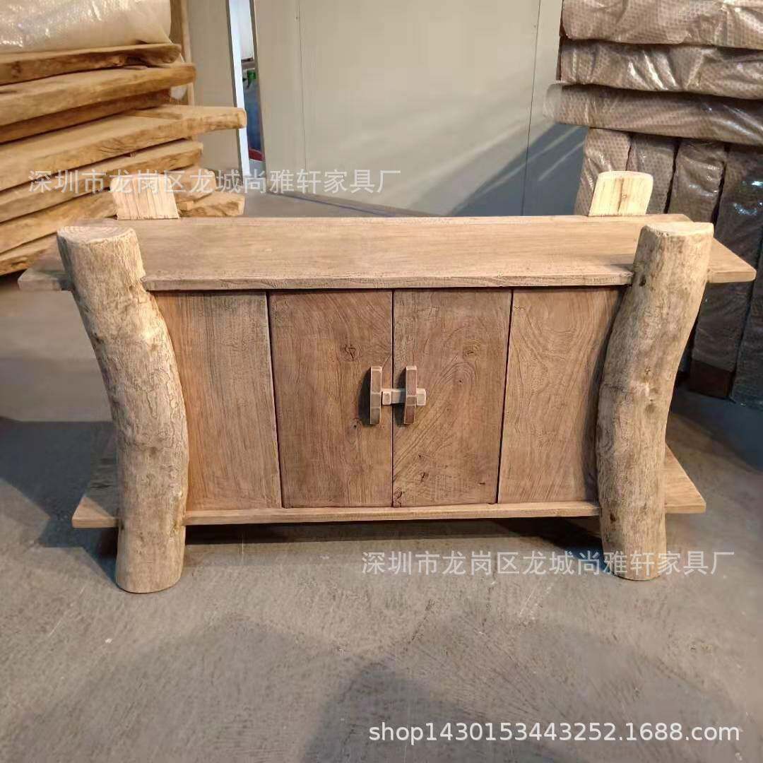 原生态家具实木餐装无品牌/边柜漆做旧双免木门碗柜角柜原小储物柜民宿饰