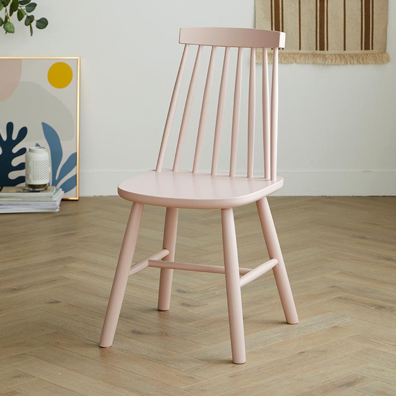 餐厅纯实木轻奢风家餐椅靠用带背约餐桌椅子彩色简休WPK闲木质温