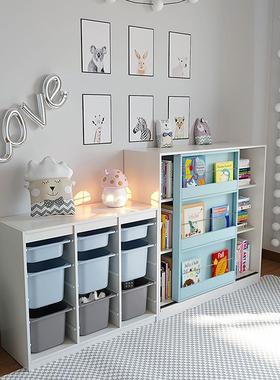 1实木宝宝书架置物多层整理架幼儿园架本架HGUI儿童玩具绘收纳