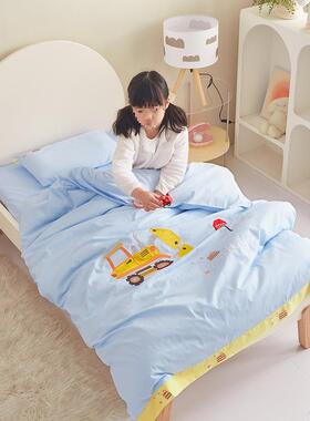 205新款A儿类40s水LEV洗棉全边棉纯棉儿童被套绣花带2幼园多件套