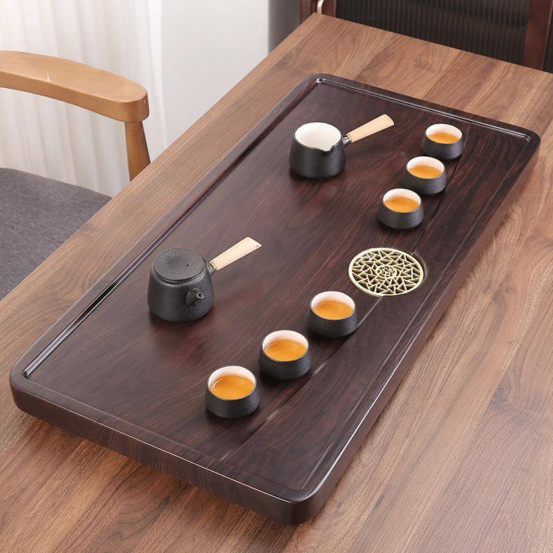厂简盘约茶盘实雕YLT木整块柚木大号平板茶原木刻黑檀木茶台家直