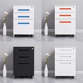 办下公室活18182动柜桌抽子屉柜铁皮柜小移动文件柜带锁资料档案收纳柜