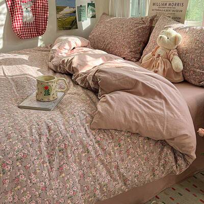 被加厚古法水棉花四件套家用卧室套ASZ床单小布洗袋印学生宿舍三