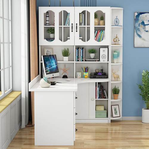KHY习实木书桌书架一体简约用组学生学家写字桌书柜合转角电脑台