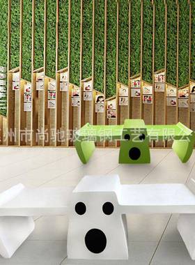 新款HCW玻璃钢卡动物休闲座商场户广场美通陈椅创意休息等外候长