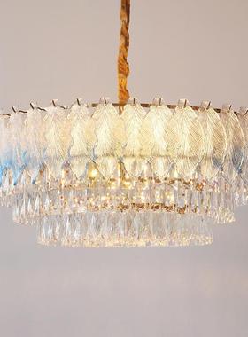 法轻奢客吊厅灯叶水晶34062灯树式叶玻璃主灯2柳025年新款现代简约灯具
