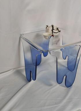 设计沙GDV创意亚克力轻奢发小茶渐变蓝色流体透明边几几桌子客厅