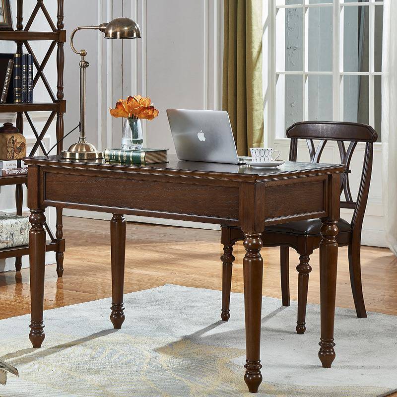 美乡村书约桌欧式家用电脑桌UNK书房简实办公桌卧室木写字式台1新