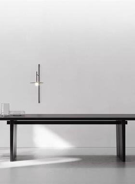 9极简XKL风全实木电书桌现代洽谈W桌长脑条办公会议桌黑色大桌板