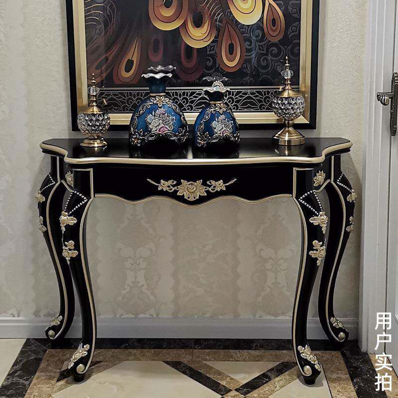 玄关桌欧式半靠墙端景无品牌/台轻奢风圆走廊墙边柜长窄边走廊条进门装饰