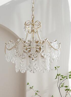 轻法式轻奢复古风格玻灯璃吊卧DAU室温馨美式奶油厅风网红客餐灯