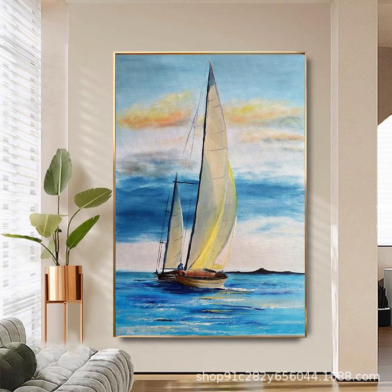 纯手绘画风景装饰壁油画客49373厅玄关书走廊体过道立手工挂房画