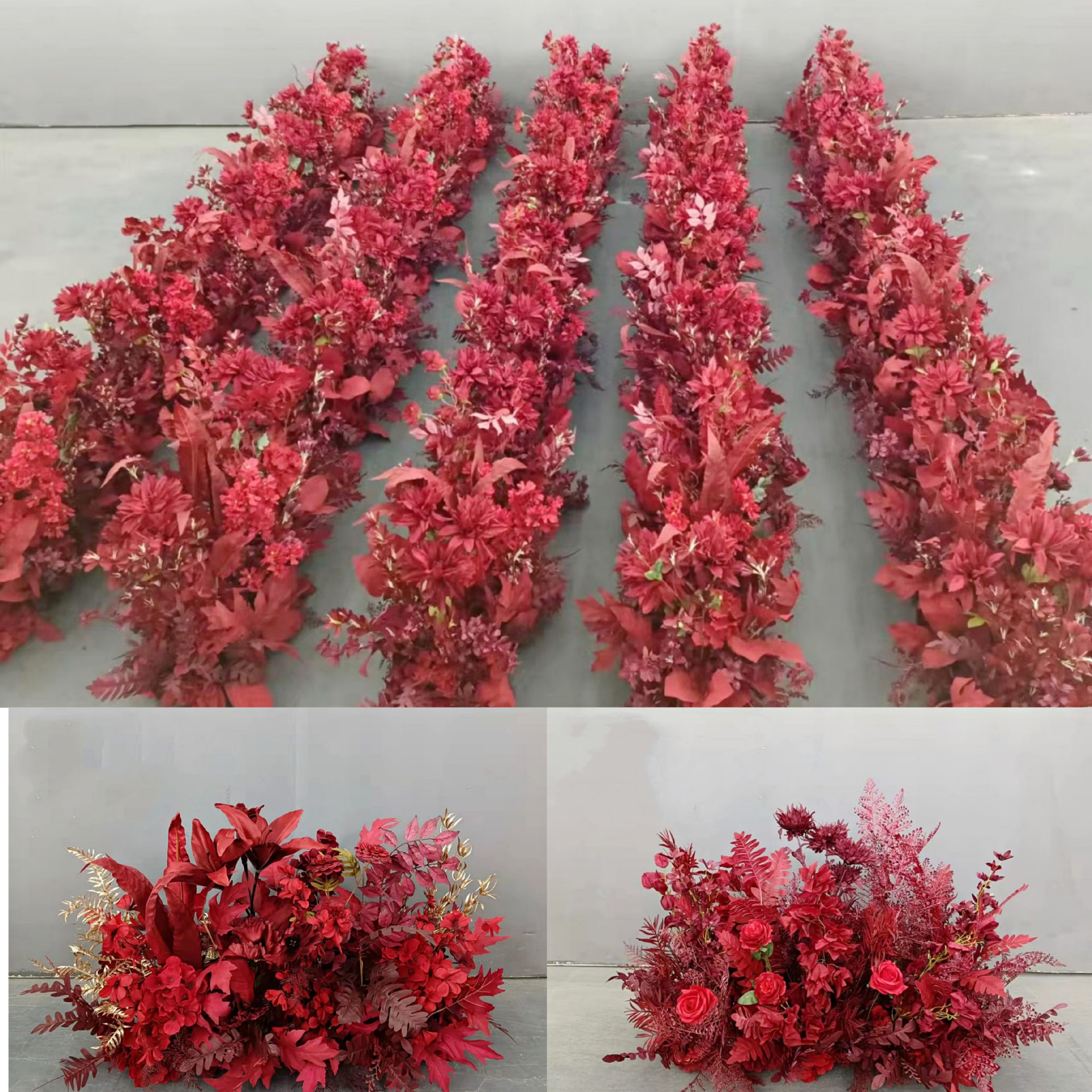 中式婚庆路引红色仿真花球
