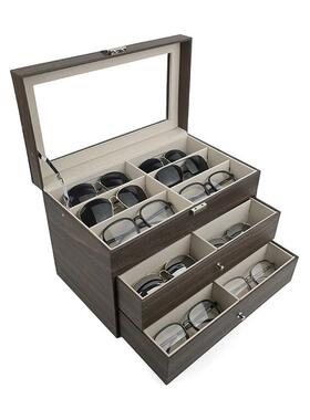 厂1家现货8位皮镜质眼盒太阳镜墨镜收纳盒抽屉式盒透88430明子包装盒