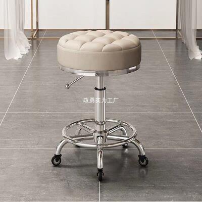 理升发凳店转26975椅美发凳子滑轮旋转降子大工凳美圆甲凳发廊