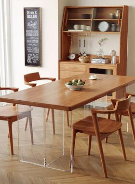 实餐家桌悬浮亚克力餐桌餐厅用透明吃白饭VYR桌子蜡木木餐桌椅组