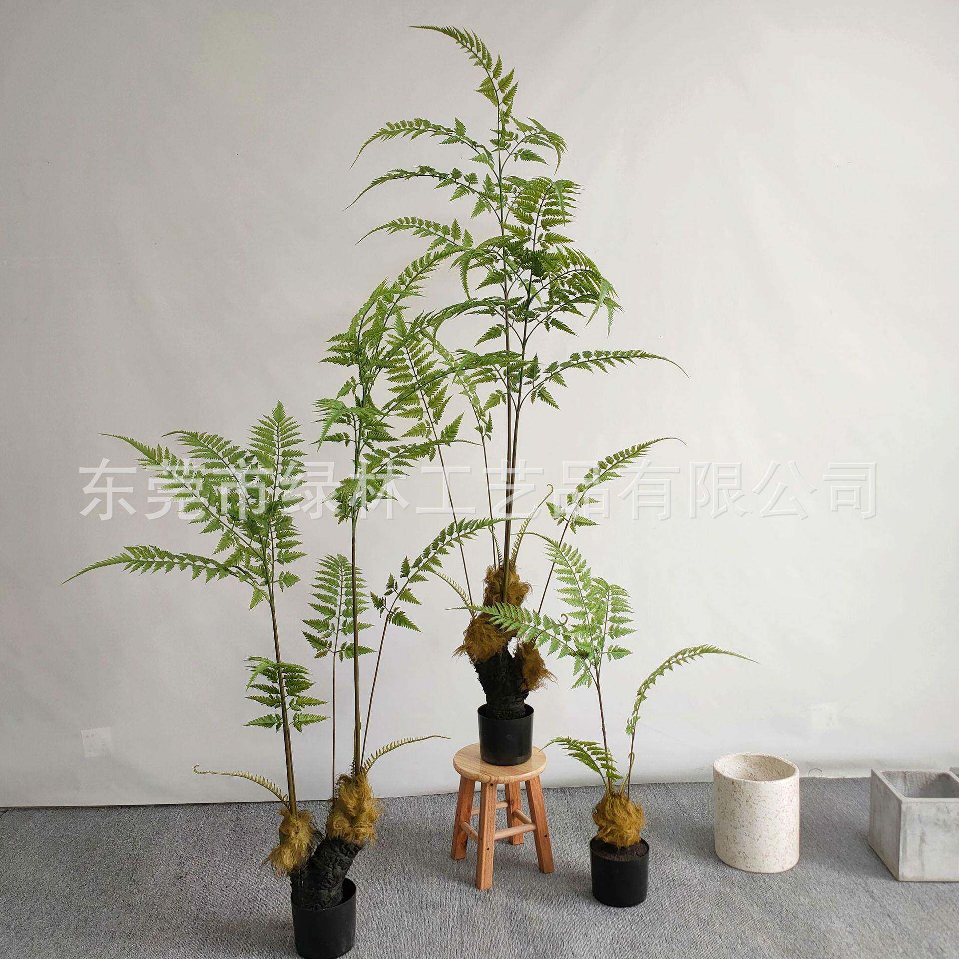 1224真绿猴头蕨马尾葵仿盆栽仿真蕨树植家居内植物盆栽室景观装饰