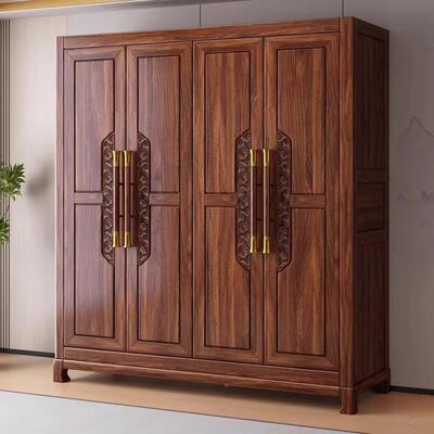 全实新木衣柜典乌金古木ASB卧室家木用新中式复古纯质三四五门大