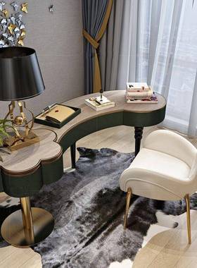 轻锈奢后现代书桌椅简约美书式办公桌写字台烤漆FZP房式意不钢电