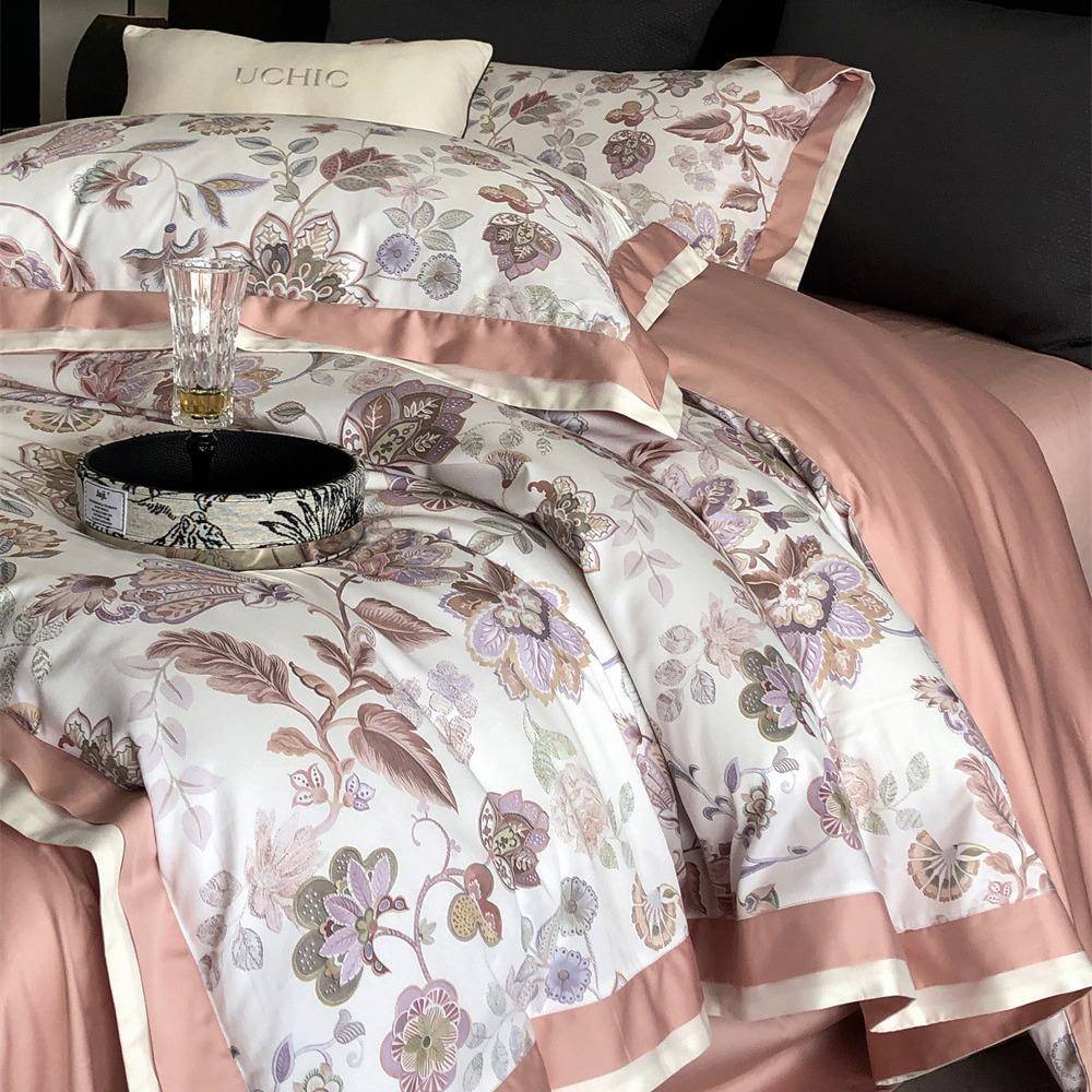 100全LME棉床四单件套支全田棉纯棉被套园美式奢适床上用品