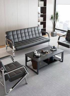 办公发间ZNP简约现代铁艺商务办公沙会客接待三合人沙发中茶几组