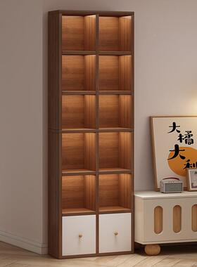 置简易柜柜FSN子家用书柜窄小储物书架墙落地物架办公室一体靠收