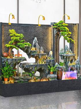 型水环幕墙循流水假喷OYQ泉景观鱼池庭院公司别山墅大办公室生财