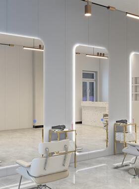 理发店镜挂台网红款显白瘦美颜容式美发镜子潮SMG壁LED触摸发廊专