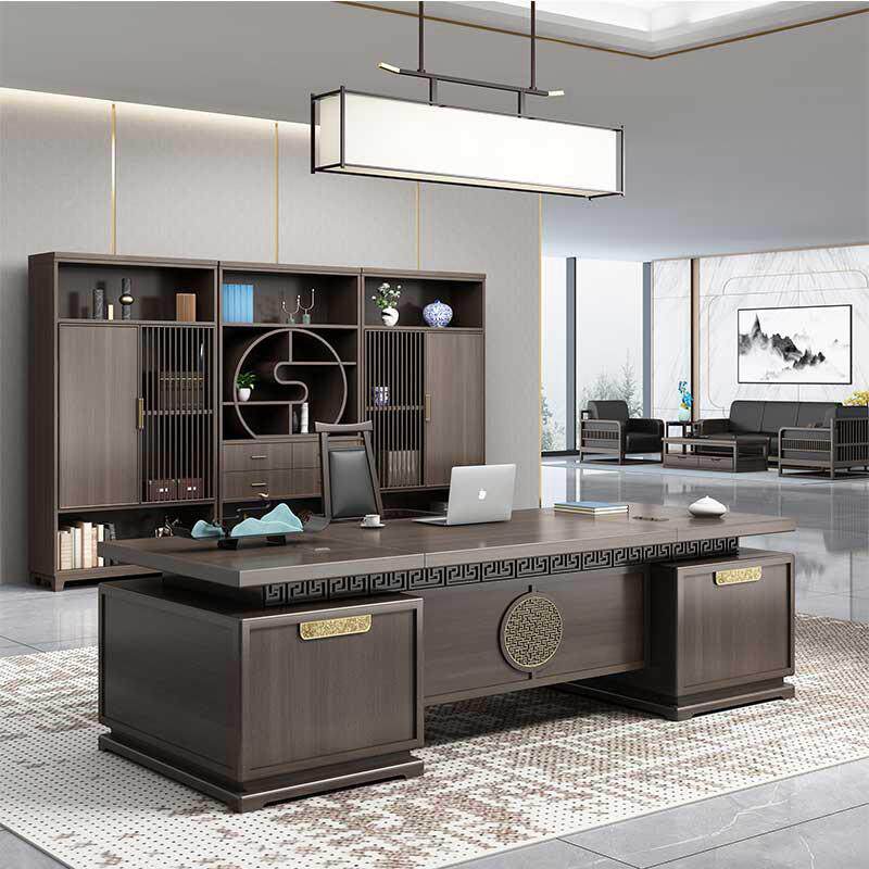 新中式桌实木大老板办公桌椅组合VGC时尚总裁办班台大气公室家具