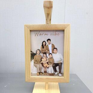 中式实木双面框相摆37147台复古装摆件透新明旋转书法饰装裱画框