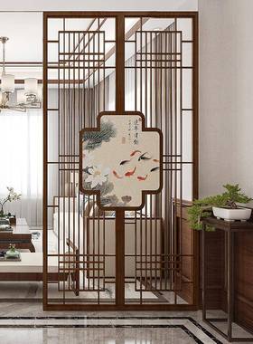 新中式办公进门挡遮隔断柜子客厅实沙画屏风ULK室餐厅木入户玄关