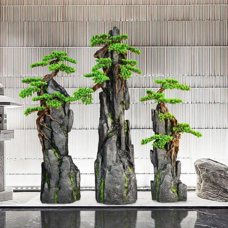 假式山YHA造景摆件入户花园装饰园庭院阳台新中橱窗摆设树抱石林