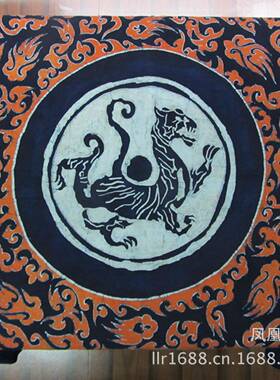 蜡染13494布手绘手茶染兽楼神酒店宾馆桌背景布装饰