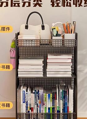 书桌旁小架收可移DIJ桌下置物架小推车书落地动学生书本书包纳架