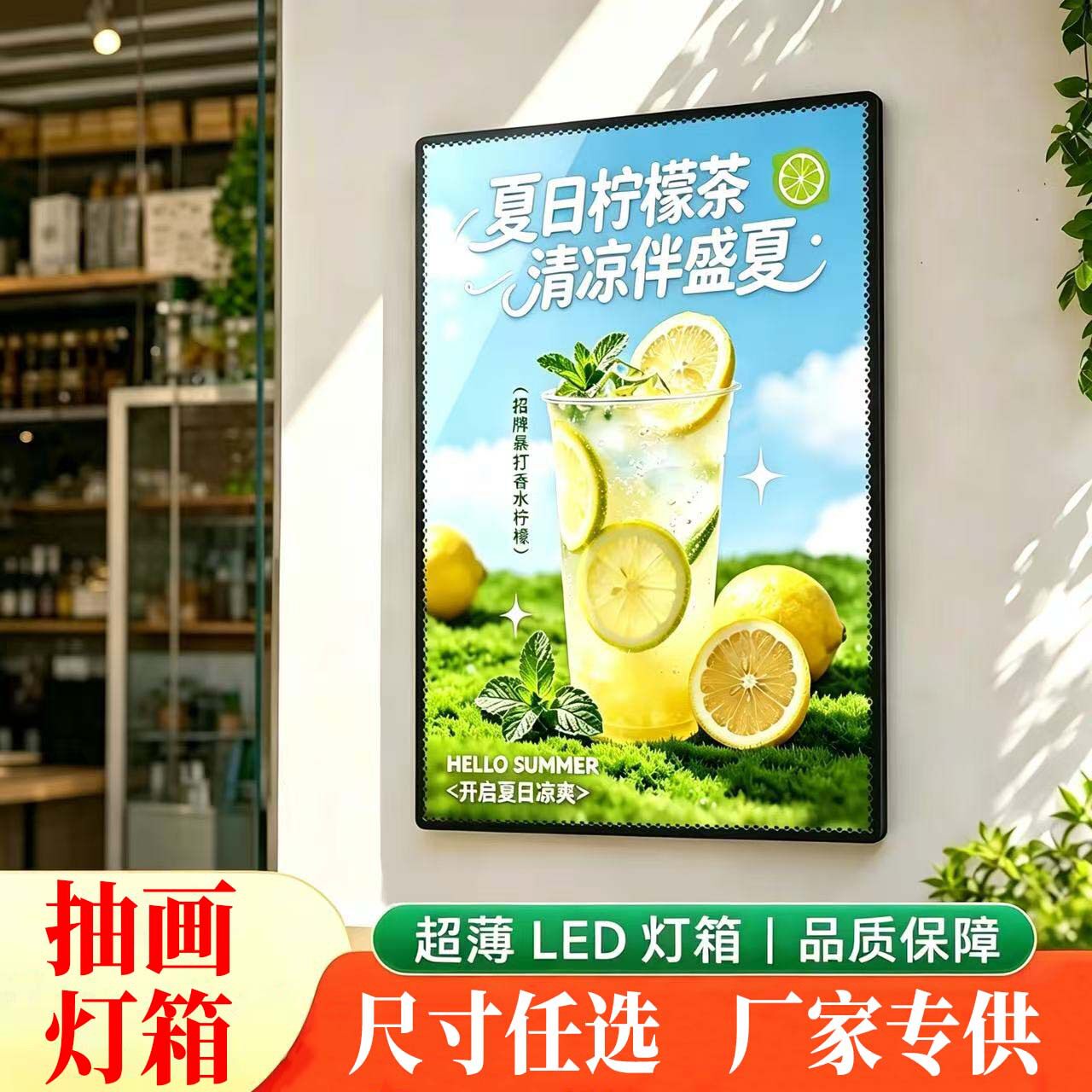 超薄抽画灯箱餐饮店广告牌挂墙式发光菜单展示牌led点餐价目表