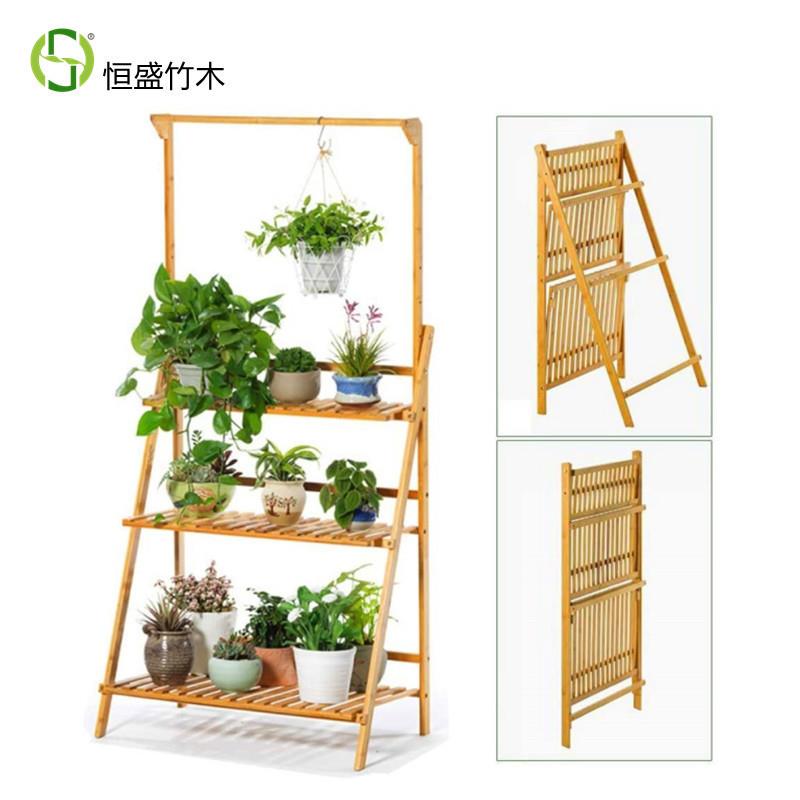恒盛竹木置物架落地多层收纳物品架子竹子竹制家具