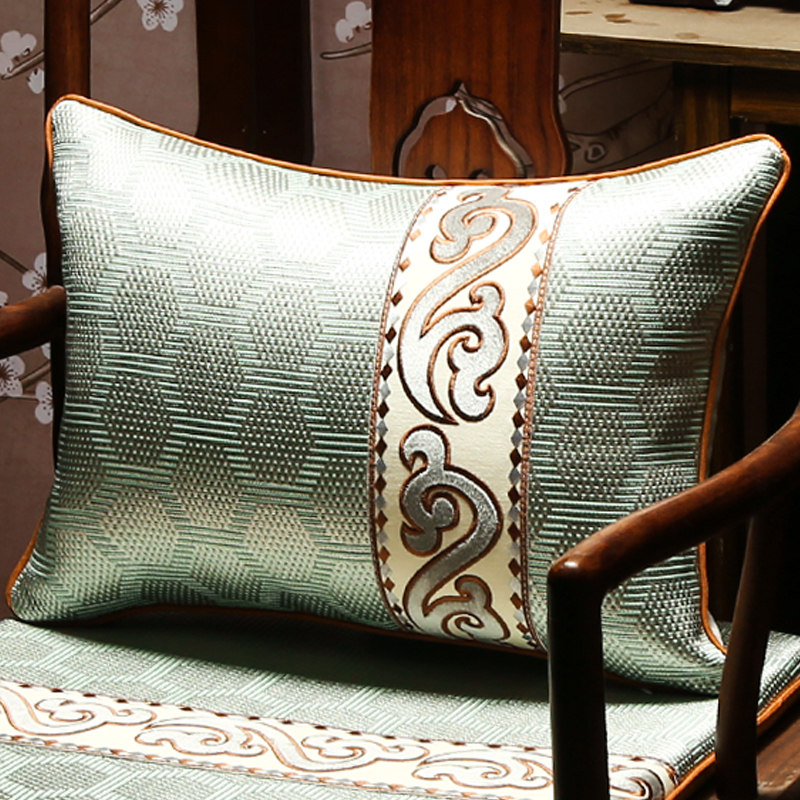 夏季中式沙发藤席抱枕靠垫套家用透气凉席靠背夏天款床头靠枕含芯